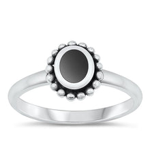Load image into Gallery viewer, Sterling Silver Oxidized Black Agate Oval Ring