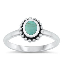 Load image into Gallery viewer, Sterling Silver Oxidized Genuine Turquoise Oval Bordered Ring