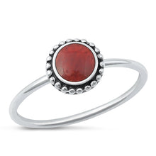 Load image into Gallery viewer, Sterling Silver Oxidized Round Red Agate Stone Ring