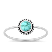 Load image into Gallery viewer, Sterling Silver Oxidized Round Genuine Turquoise Ring Face Height-7.4mm