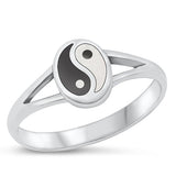 Sterling Silver Oxidized Yin Yang Oval Ring