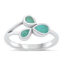 Load image into Gallery viewer, Sterling Silver Oxidized Three Pears Genuine Turquoise Ring
