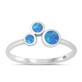 Sterling Silver Oxidized Tirple Circles Blue Lab Opal Ring
