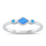 Sterling Silver Polished Blue Lab Opal Ring