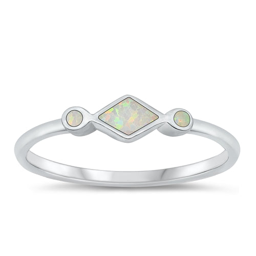 Sterling Silver Polished White Lab Opal Ring