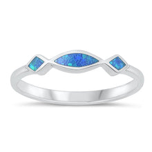Load image into Gallery viewer, Sterling Silver Polished Diamond and Oval Blue Lab Opal Ring