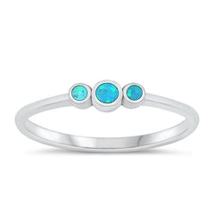 Sterling Silver Polished Blue Lab Opal Circles Ring