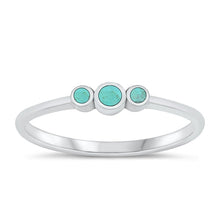 Load image into Gallery viewer, Sterling Silver Polished Genuine Turquoise Circles Ring