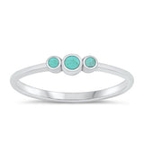 Sterling Silver Polished Genuine Turquoise Circles Ring
