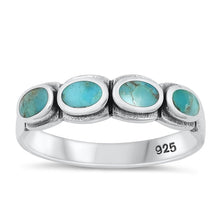 Load image into Gallery viewer, Sterling Silver Oxidized Ovals Genuine Turquoise Stone Ring Face Height-5.3mm