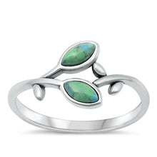 Load image into Gallery viewer, Sterling Silver Oxidized Leaves Genuine Turquoise Ring