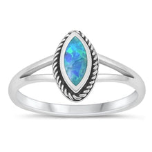 Load image into Gallery viewer, Sterling Silver Oxidized Blue Lab Opal Ring-11.7mm