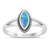 Sterling Silver Oxidized Blue Lab Opal Ring-11.7mm