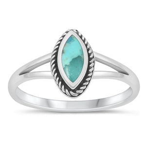 Sterling Silver Oxidized GEnuine Turquoise Ring-11.7mm
