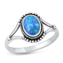 Load image into Gallery viewer, Sterling Silver Oxidized Blue Lab Opal Ring-11.4mm