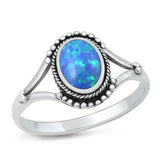 Sterling Silver Oxidized Blue Lab Opal Ring-11.4mm