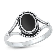 Load image into Gallery viewer, Sterling Silver Oxidized Black Agate Ring-11.4mm