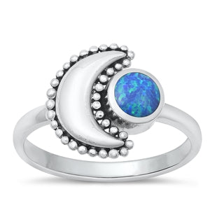 Sterling Silver Oxidized Blue Lab Opal Ring-14.2mm