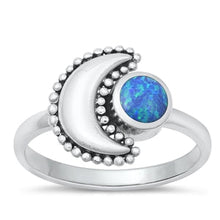 Load image into Gallery viewer, Sterling Silver Oxidized Blue Lab Opal Ring-14.2mm