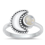 Sterling Silver Oxidized Moonstone Ring-14.2mm