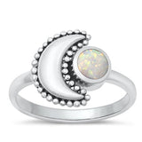 Sterling Silver Oxidized White Lab Opal Ring-14.2mm