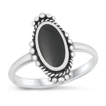 Load image into Gallery viewer, Sterling Silver Oxidized Black Agate Ring-18mm