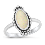 Sterling Silver Oxidized White Lab Opal Ring-18mm