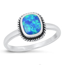 Load image into Gallery viewer, Sterling Silver Oxidized Blue Lab Opal Ring-12.3mm
