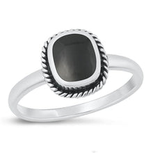 Load image into Gallery viewer, Sterling Silver Oxidized Black Agate Ring-12.3mm