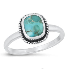 Load image into Gallery viewer, Sterling Silver Oxidized GEnuine Turquoise Ring-12.3mm