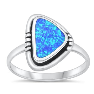 Sterling Silver Oxidized Blue Lab Opal Ring-15.8mm