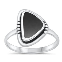 Load image into Gallery viewer, Sterling Silver Oxidized Black Agate Ring-15.8mm