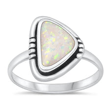 Load image into Gallery viewer, Sterling Silver Oxidized White Lab Opal Ring-15.8mm