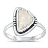 Sterling Silver Oxidized White Lab Opal Ring-15.8mm