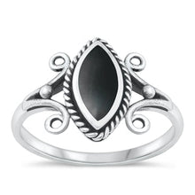 Load image into Gallery viewer, Sterling Silver Oxidized Black Agate Ring-14.5mm
