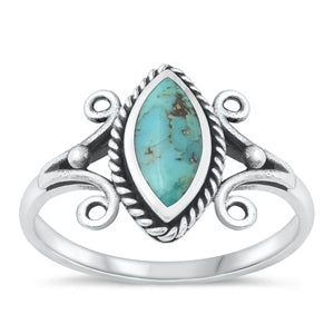 Sterling Silver Oxidized Genuine Turquoise Ring-14.5mm
