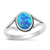 Sterling Silver Oxidized Blue Lab Opal Ring-11.2mm