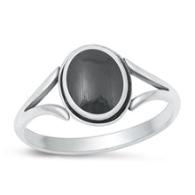 Load image into Gallery viewer, Sterling Silver Oxidized Black Agate Ring-11.2mm