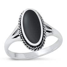 Load image into Gallery viewer, Sterling Silver Oxidized Black Agate Ring-16.5mm