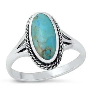 Sterling Silver Oxidized Genuine Turquoise Ring-16.5mm