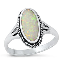 Load image into Gallery viewer, Sterling Silver Oxidized White Lab Opal Ring-16.5mm