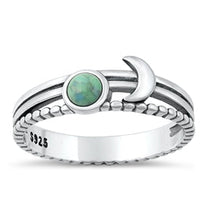 Load image into Gallery viewer, Sterling Silver Oxidized Moon Genuine Turquoise Ring