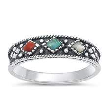 Load image into Gallery viewer, Sterling Silver Oxidized Multi Stones Ring
