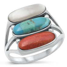 Load image into Gallery viewer, Sterling Silver Oxidized Multi Stones Ring-18.2mm