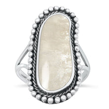 Load image into Gallery viewer, Sterling Silver Oxidized Moonstone Ring Face Height-30.2mm