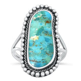 Sterling Silver Oxidized Genuine Turquoise Ring Face Height-30.2mm