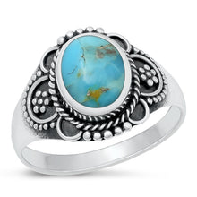 Load image into Gallery viewer, Sterling Silver Oxidized Genuine Turquoise Oval Ring Face Height-15.3mm