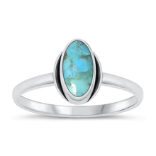 Load image into Gallery viewer, Sterling Silver Oxidized Oval Genuine Turquoise Stone Ring Face Height-10.5mm