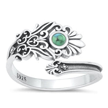 Load image into Gallery viewer, Sterling Silver Oxidized Genuine Turquoise Ring-13.5mm