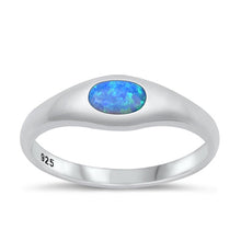 Load image into Gallery viewer, Sterling Silver Polished Oval Blue Lab Opal Ring Face Height-6mm